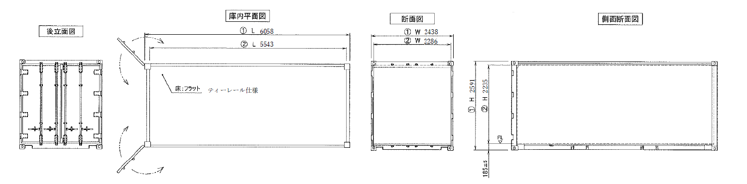 20フィートコンテナ図